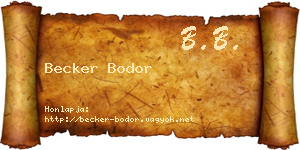 Becker Bodor névjegykártya